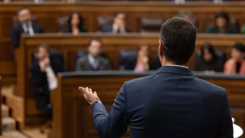 El presidente del Gobierno, Pedro Sánchez, interviene en el Congreso de los Diputados, a 13 de marzo de 2024.