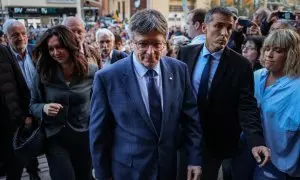 21/03/2024 - Carles Puigdemont arriba a l'Ajuntament d'Elna aquest dijous.