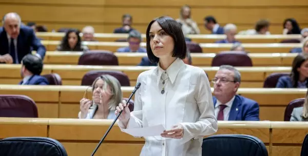 La ministra de Ciencia, Innovación y Universidades, Diana Morant, durante una sesión de control al Gobierno, en el Senado, a 9 de abril de 2024, en Madrid (España).