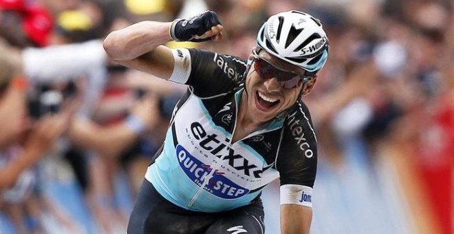 Tony Martin celebra la victoria en la cuarta etapa del Tour. EFE/Sebastien Nogier