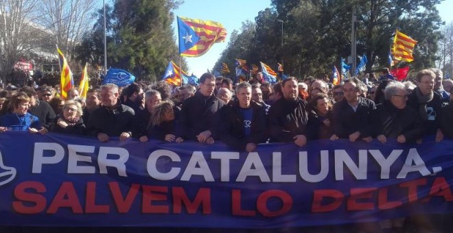 Imagen de la manifestación con Oriol Junqueras a la cabeza.- @ESQUERRA_ERC