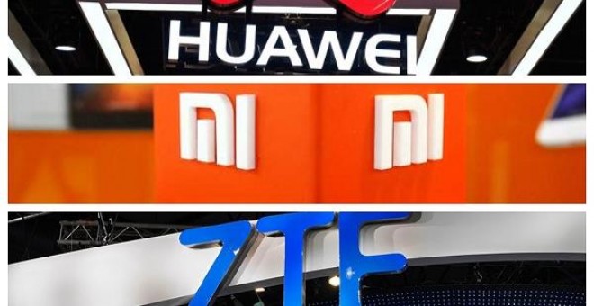 Logos de Huawei, TZE y Xiaomi.