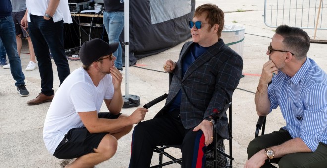 Elton John, en el rodaje de la película