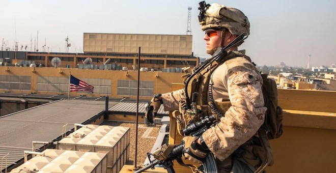 03/01/2020 - Soldado estadounidense en la embajada de Baghdad. / EFE