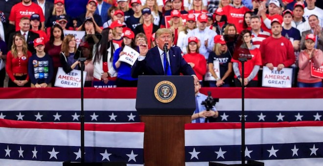 14.01.2019 - Donald J. Trump habla en un mitin de campaña en el Panther Arena en Milwaukee, Wisconsin, EE. UU. EFE / EPA / TANNEN MAURY