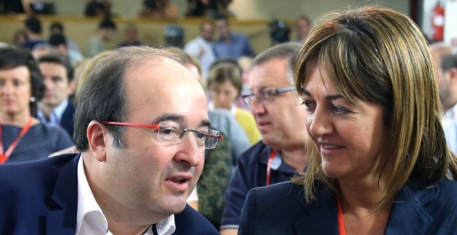 El primer secretario del PSC, Miquel Iceta, y la líder de los socialistas vascos, Idoia Mendia. / EFE