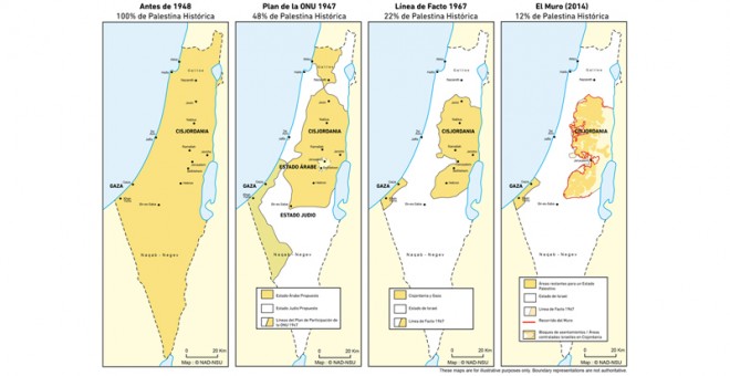 Mapa de la ocupación de Palestina