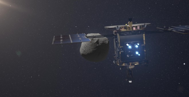 Ilustración de la misión Hayabusa acercándose al asteroide Ryugu./ DLR