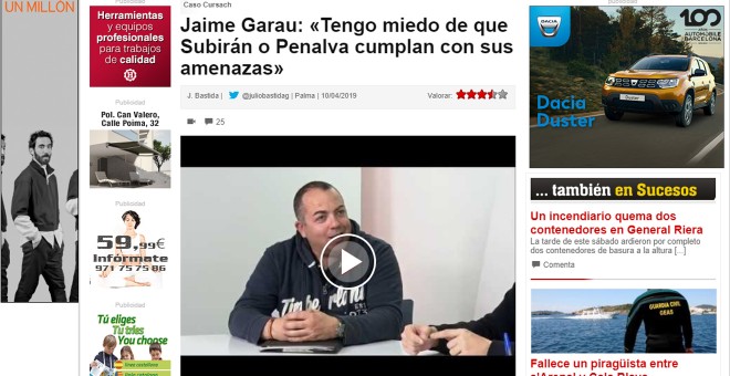 Entrevista a Jaime Garau en el espacio audiovisual 'Ley y Orden' del diario mallorquín 'Última Hora'.