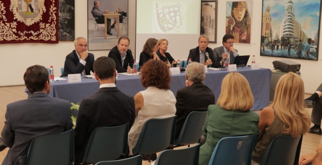 Imagen de la reunión sobre las obras del proyecto Mahou-Calderón. AYUNTAMIENTO DE MADRID