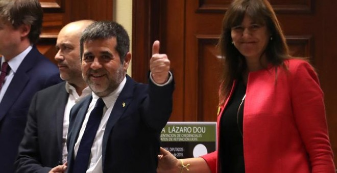 Jordi Sànchez i Laura Borràs al Congrés, el maig passat. EFE