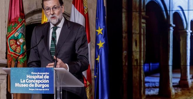 El presidente del Gobierno, Mariano Rajoy, durante su intervención tras la firma de un acuerdo para la rehabilitación del antiguo Hospital de la Concepción . EFE/Santi Otero