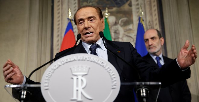 El líder de Forza italia, Silvio Berlusconi, durante una rueda de prensa en Roma el pasado 12 de abril. /REUTERS