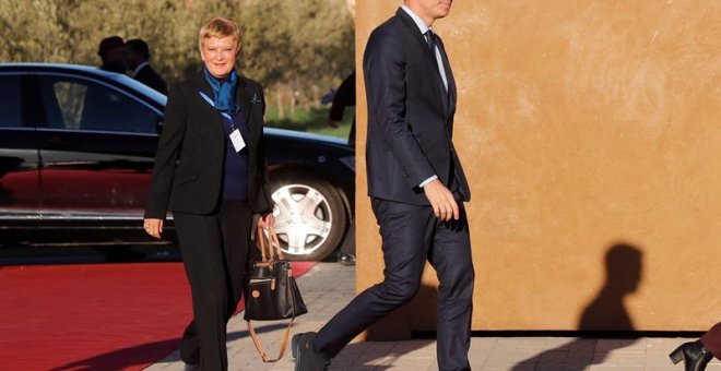 El presidente del Gobierno español, Pedro Sánchez, a su llegada a la cumbre de la ONU sobre migración que tiene lugar en Marrakech (Marruecos). EFE/Kiko Huesca