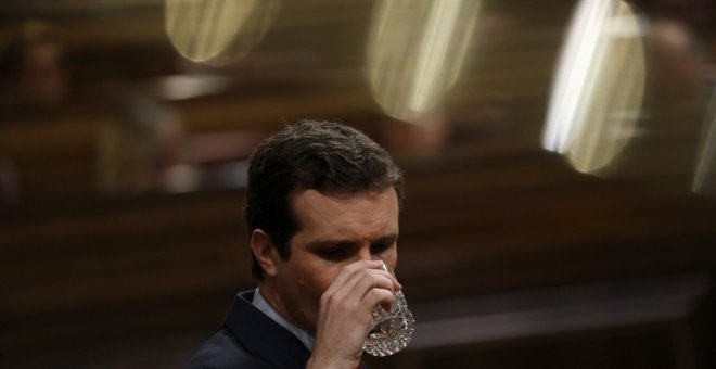 El presidente del PP, Pablo Casado, en el Congreso de los Diputados. REUTERS/Susana Vera