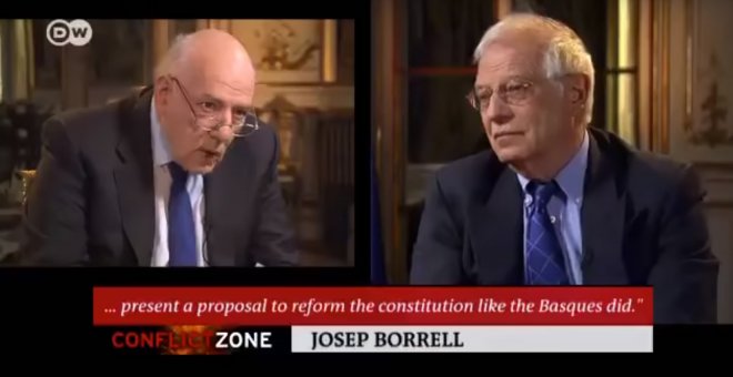 Josep Borrell durante su entrevista al canal alemán DW News.