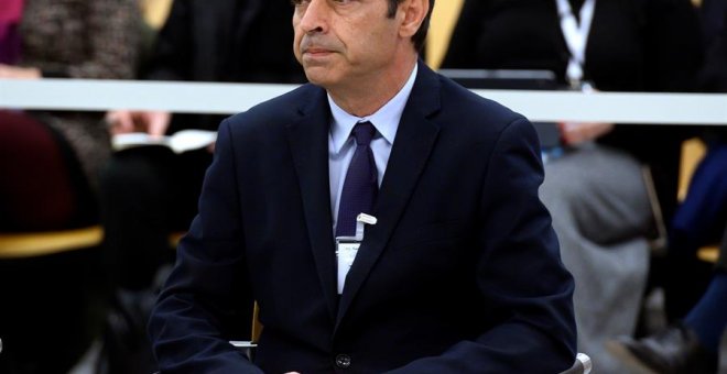 El major dels Mossos, Josep Lluís Trapero, durant la celebració del judici. EFE
