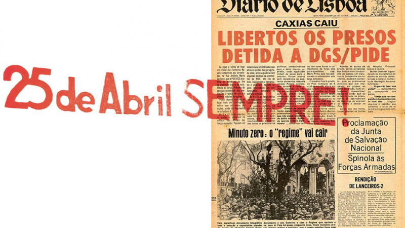 Portada de el Diario de Lisboa el 25 de abril de 1974.