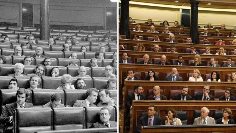 Imágenes de la I y la XIII legislatura. Fuente RTVE