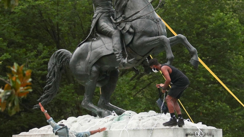 Estatua de Andrew Jackson en Washington el pasado martes. / REUTERS - Tom Brenner