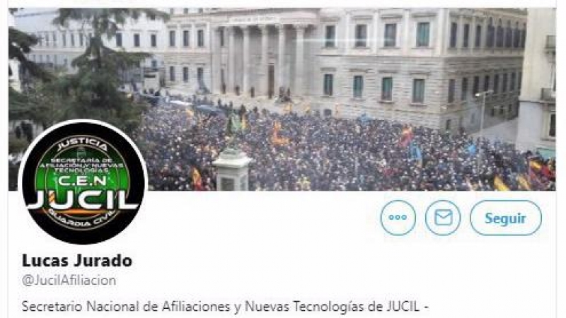 Perfil de Twitter de Lucas Jurado, responsable de las afiliaciones y finanzas del sindicato JUCIL..