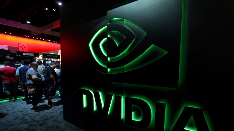 El logo de Nvidia en su stand en la feria de eléctrónica e informártica E3, en Los Angeles (California, EEUU), en junio de 2017. REUTERS/ Mike Blake