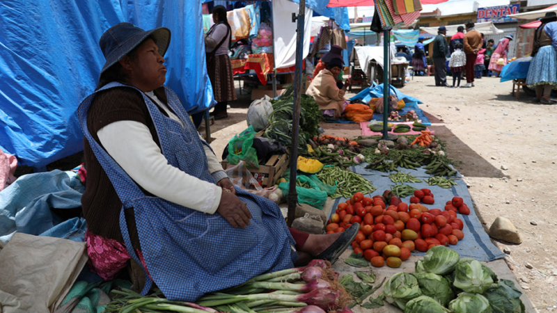 Imagen de un mercado de la Paz.