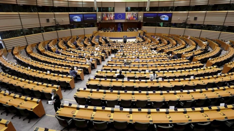 Vista del hemiciclo del Parlamento Europeo en Bruselas.