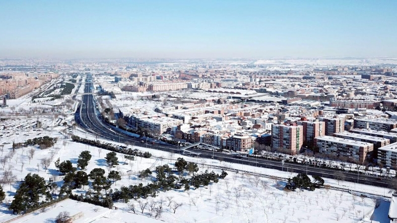 Vista de la carretera de Toledo a su paso por la localidad madrileña de Getafe.