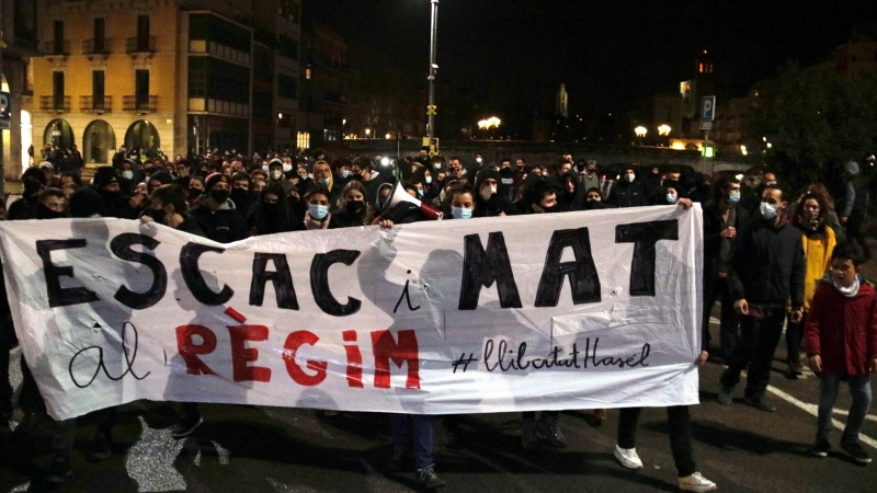 Manifestació de Girona del 22 de febrer del 2021 en suport a Pablo Hasél.