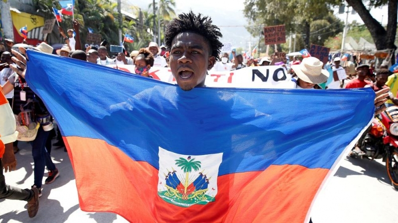 Protesta en Haití contra el presidente.