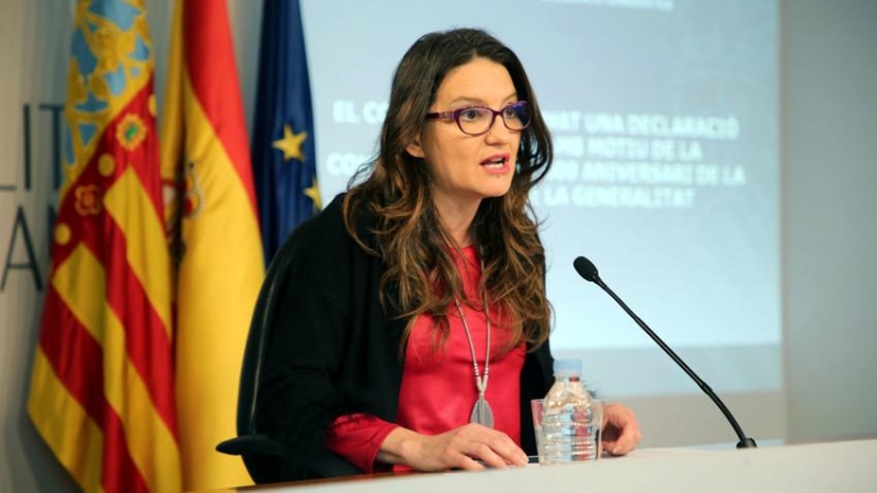 La vicepresidenta i portaveu de la Generalitat Valenciana Mónica Oltra durant una roda de premsa posterior al ple del Consell.