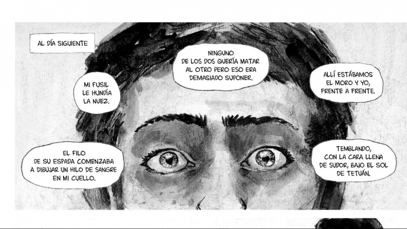 Una de les vinyetes de l'adaptació al còmic de 'Camí de Sirga', en la versió castellana.