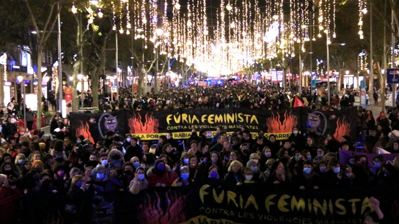 Una imatge de la manifestació unitària d'aquest 25 de novembre a Barcelona.