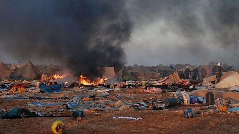 Campamento de Gdeim Izek, arrasado e incendiado por las fuerzas de seguridad marroquíes en noviembre de 2011.