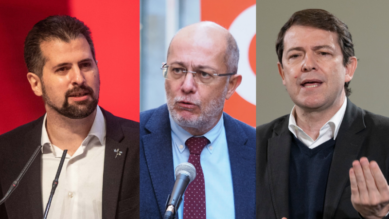 Luis Tudanca (PSOE), Francisco Igea (Cs) y Alfonso Fernández Mañueco (PP).
