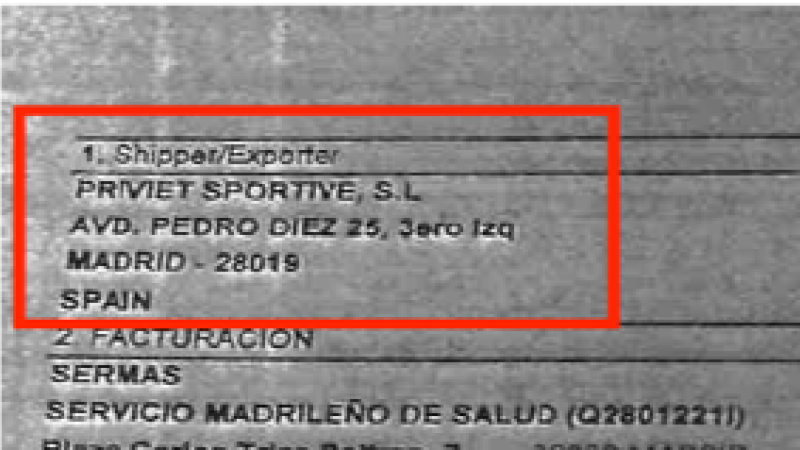 Recorte de uno de los contratos del expediente de Priviet Sportive SL que facilitó la Comunidad de Madrid