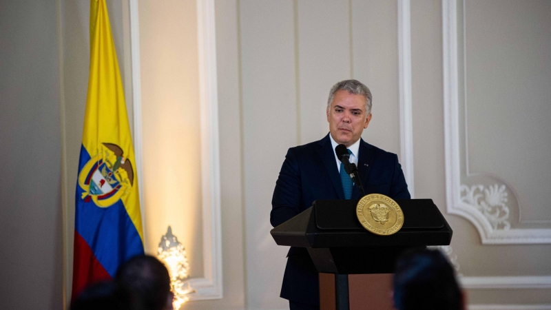El presidente de Colombia, Iván Duque, durante una conferencia de prensa, en abril de 2022