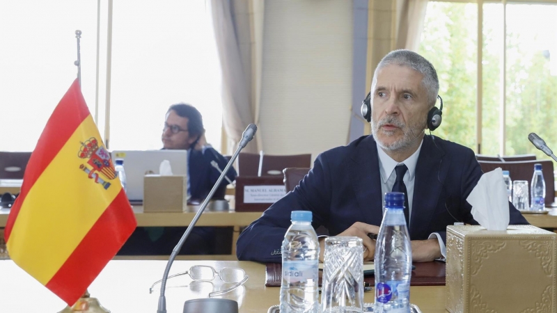 8/07/22. El ministro del Interior español, Fernando Grande Marlaska, en Rabat (Marruecos) a 8 de julio de 2022.