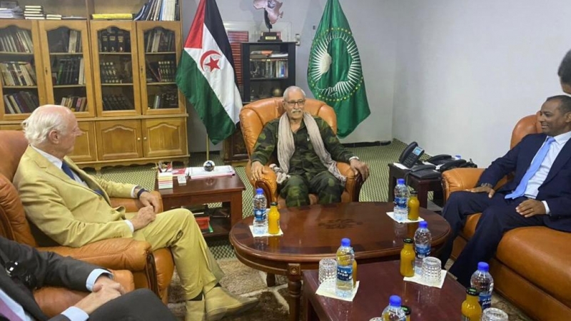 04/09/2022 El enviado especial de la ONU para el Sáhara Occidental, Staffan de Mistura, se reúne con el líder del Frente Polisario, Brahim Ghali en Tinduf