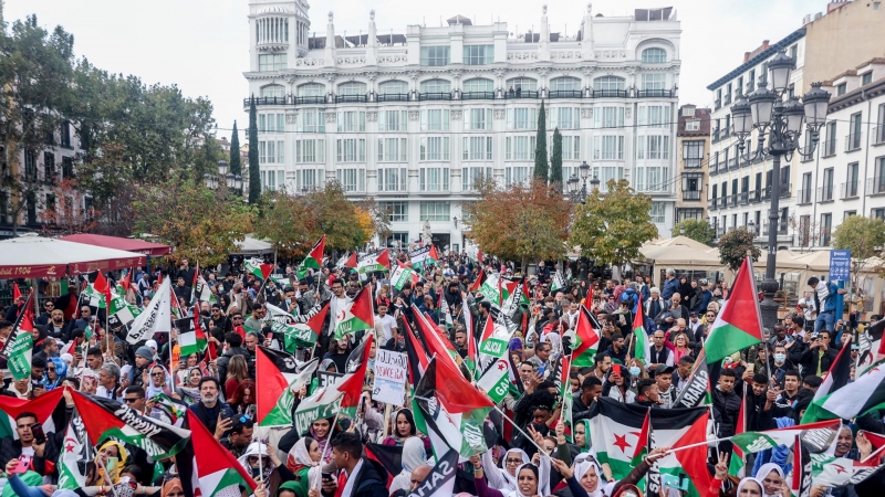Manifestación para exigir el derecho de autodeterminación del pueblo saharaui en Madrid.
