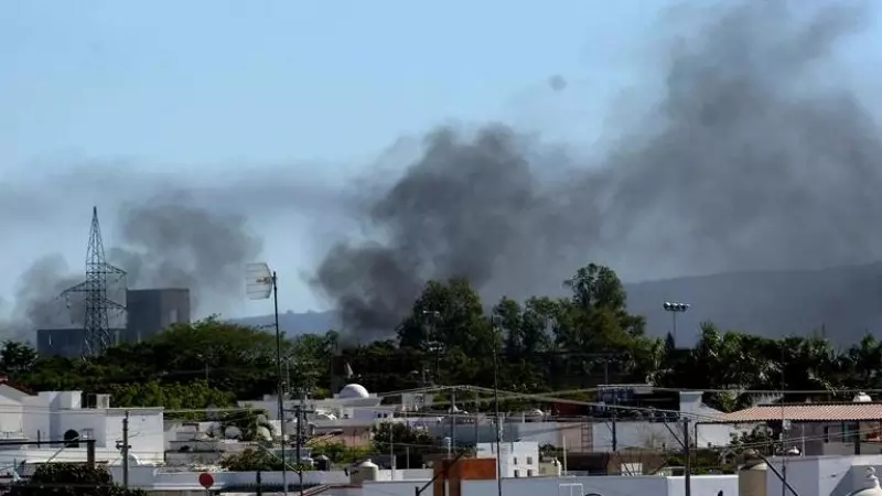 6/1/23 Imagen de Culiacán con el humo provocado por los enfrentamientos de fuerzas federales con grupos armados, tras la detención de Ovidio Guzmán.