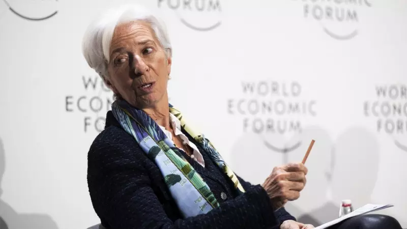 La presidenta del BCE, Christine Lagarde, durante su intervención en el foro de Davos. EFE/EPA/LAURENT GILLIERON