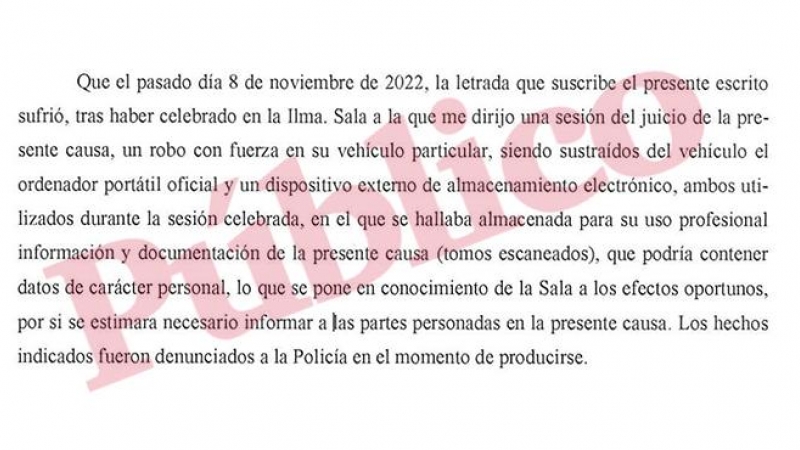 Extracto de la denuncia presentada por la abogada del Estado, Rosa María Soeane, a la que ha tenido acceso Público