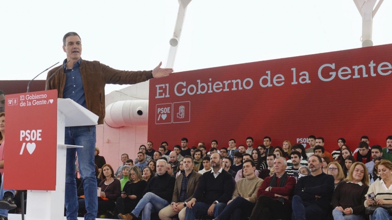 El secretario general del PSOE y presidente del Gobierno, Pedro Sánchez, en un acto público en Valladolid.