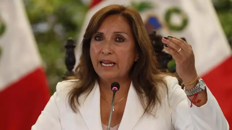 La presidenta del Perú, Dina Boluarte, habla durante una rueda de prensa en Lima, a 24 de enero de 2023.