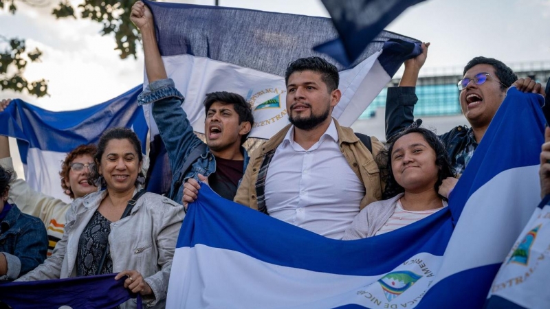 Nicaragüenses protestan en San José, Costa Rica.