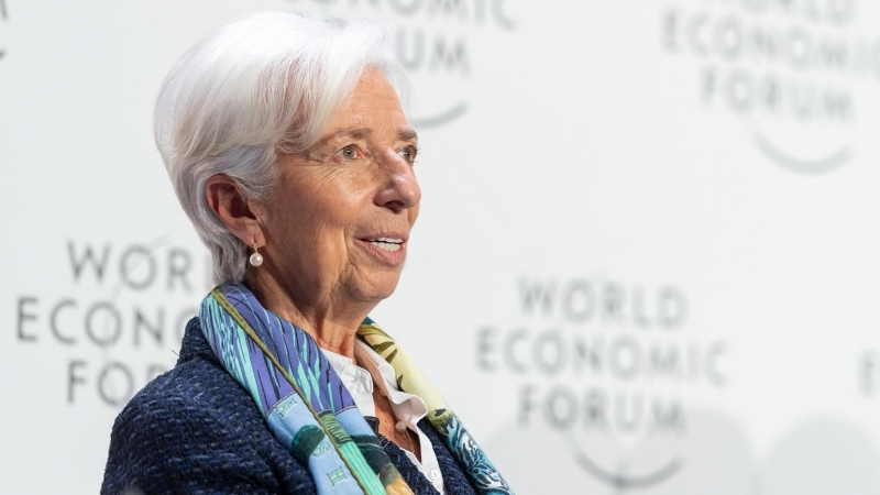 La presidenta del BCE, Christine Lagarde, durante el Foro de Davos, en Suiza, a 19 de enero de 2023.