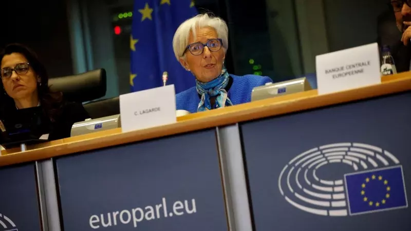 La presidenta del BCE, Christine Lagarde, durante se intervención en la Comisión de Asuntos Económicos   y Monetarios del Parlamento Europeo. REUTERS/Johanna Geron