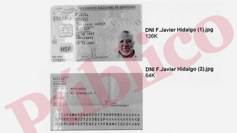 Copia del DNI de la identidad falsa del comisario José Manuel Villarejo bajo el nombre de Francisco Javier Hidalgo Estévez